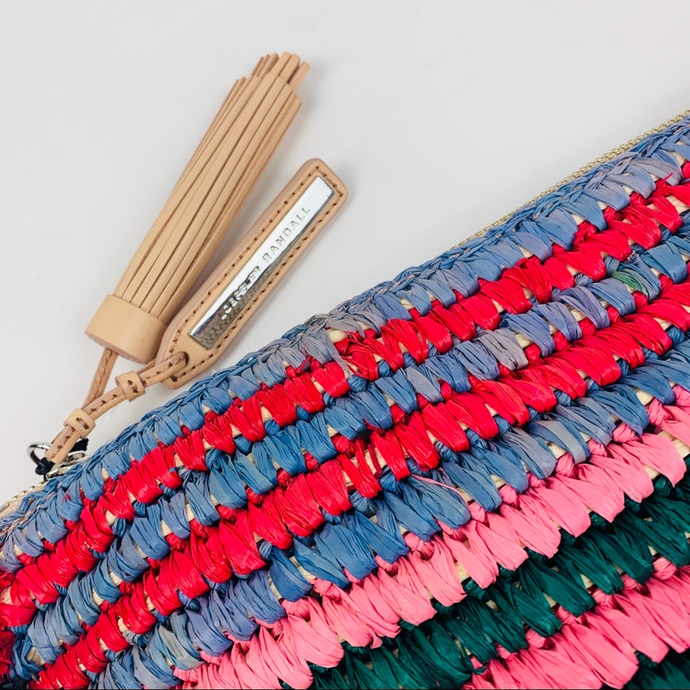 LOEFFLER RANDALL Rainbow Straw Pouch Clutch Purse - Picture 7 of 15